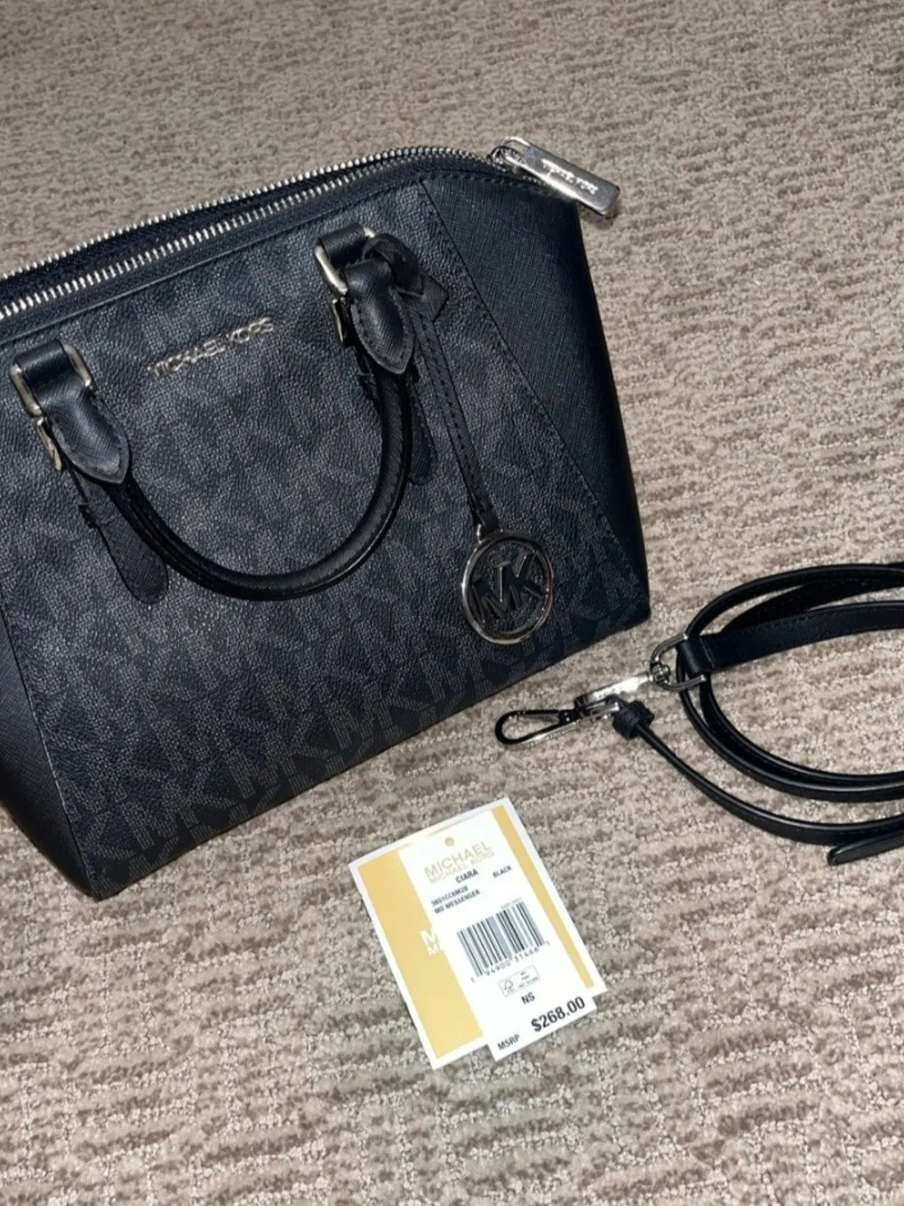 Michael Kors Black Logo Dome Satchel with MK CharmNew w tags Michael Kors Medium